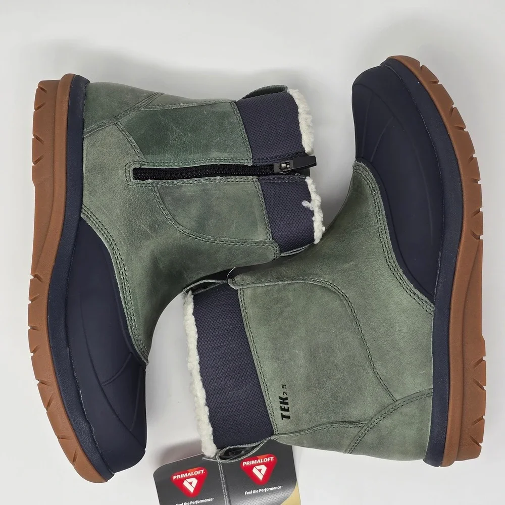 LL Bean Storm Chaser Zip 5 Women 8.5 M Waterproof Insulated Boots Green 507153
